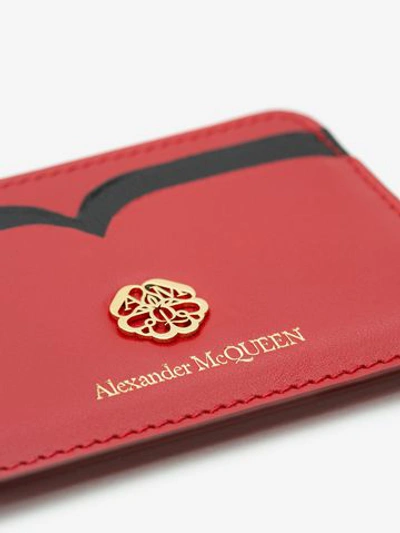 Shop Alexander Mcqueen Signature Card Holder In Deep Red