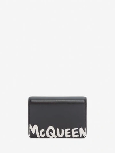 Shop Alexander Mcqueen Mcqueen Graffiti Business Card Holder In Black/white