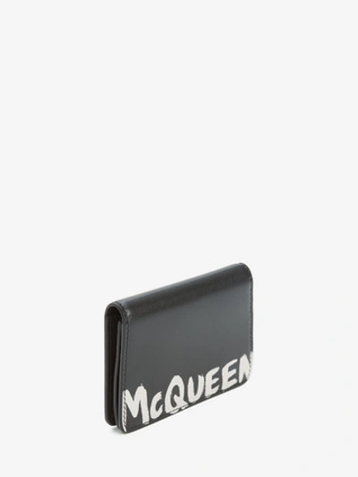 Shop Alexander Mcqueen Mcqueen Graffiti Business Card Holder In Black/white