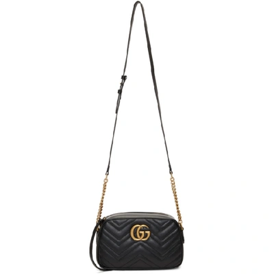 Shop Gucci Black Small Gg Marmont 2.0 Camera Bag In 1000 Nero