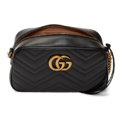 Shop Gucci Black Small Gg Marmont 2.0 Camera Bag In 1000 Nero