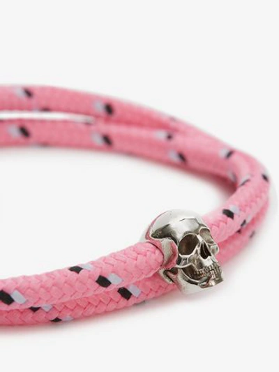 Shop Alexander Mcqueen Skull Friendship Bracelet In Pink