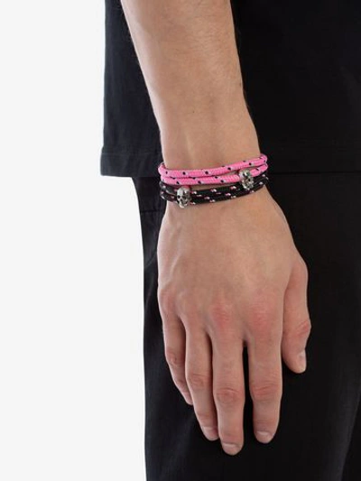 Shop Alexander Mcqueen Skull Friendship Bracelet In Pink