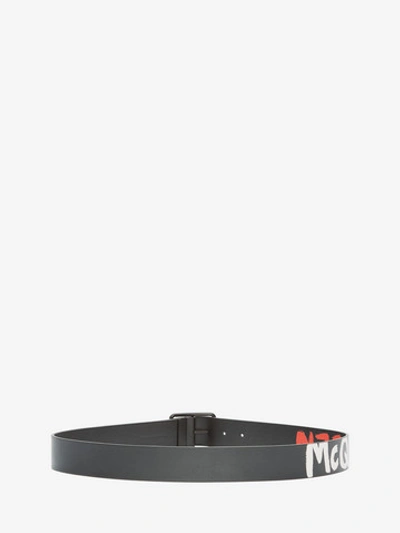 Shop Alexander Mcqueen Mcqueen Graffiti Reversible Belt In Black/white