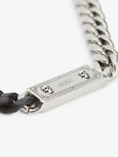 Shop Alexander Mcqueen Identity Chain Necklace In Shiny Silver + Matte Black