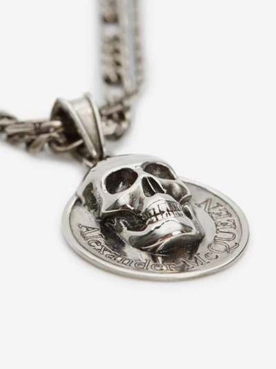 Shop Alexander Mcqueen Skull Coin Pendant In Silver