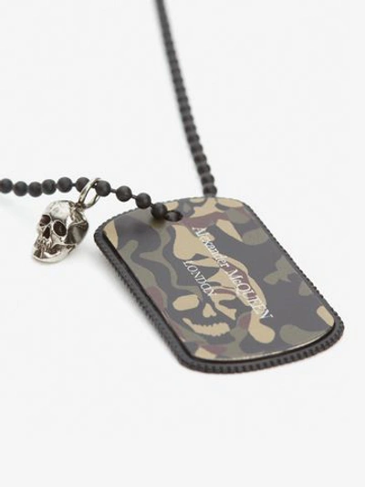 Shop Alexander Mcqueen Camouflage Identity Necklace In Black/camouflage