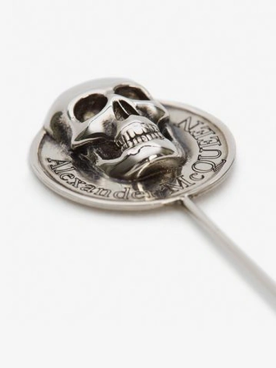 Shop Alexander Mcqueen Skull Coin Pin In Silver