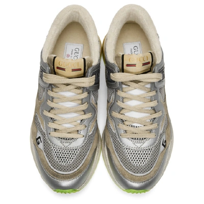 Shop Gucci Silver & Grey Ultrapace Trainers In Silver/oat