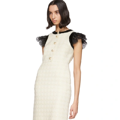 Shop Gucci Off-white Wool Tweed Short Dress In 9893 Ivory