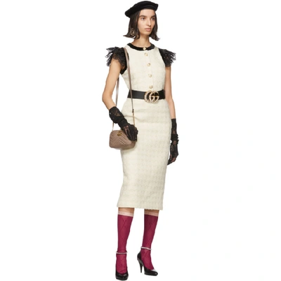 Shop Gucci Off-white Wool Tweed Short Dress In 9893 Ivory