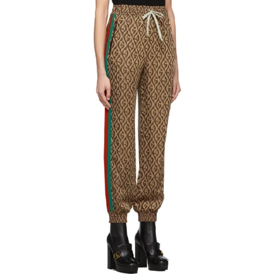 Shop Gucci Brown G Rhombus Lounge Pants In 2100 Gold