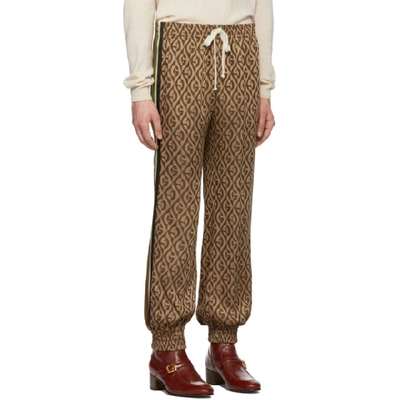 Shop Gucci Brown Jacquard  Rhombus Track Pants In 2100 Brnmul