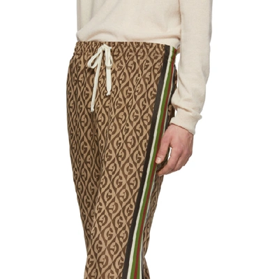 Shop Gucci Brown Jacquard  Rhombus Track Pants In 2100 Brnmul
