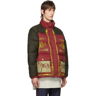 Shop Gucci Red And Green Down Baroque Gillet Jacket In 5094 Magent