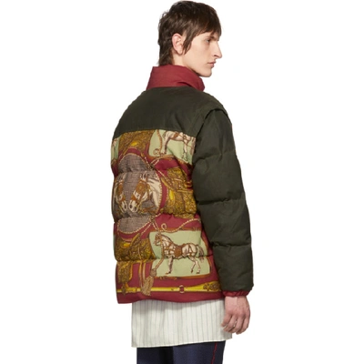 Shop Gucci Red And Green Down Baroque Gillet Jacket In 5094 Magent