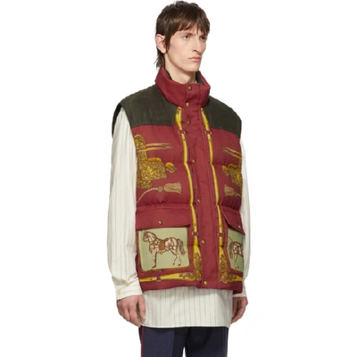 Shop Gucci Red And Green Down Baroque Gillet Jacket In 5094 Magent