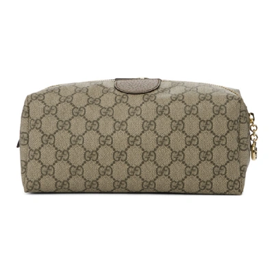 Shop Gucci Beige And Brown Medium Gg Ophidia Cosmetic Case In 8358 Black