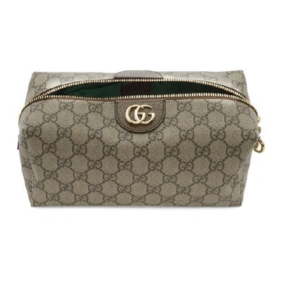 Shop Gucci Beige And Brown Medium Gg Ophidia Cosmetic Case In 8358 Black