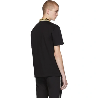 Shop Versace Black Barocco Collar Polo In A2003 Blkgl