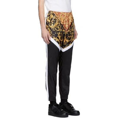 Shop Versace Black And White Barocco Track Pants In A7207 Blkgl