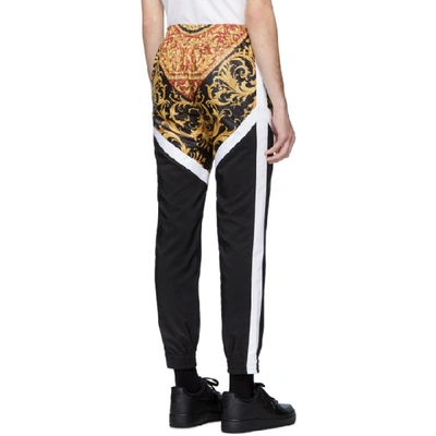 Shop Versace Black And White Barocco Track Pants In A7207 Blkgl