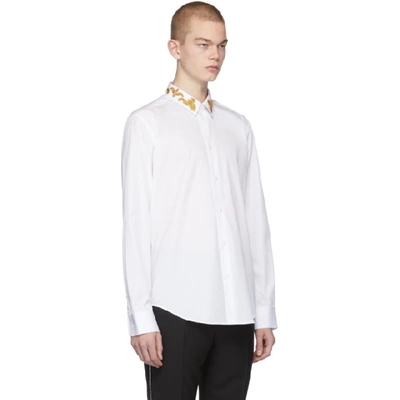 Shop Versace White Barocco Collar Shirt In A1001 White