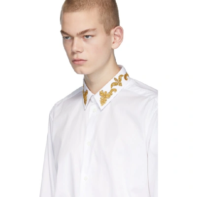 Shop Versace White Barocco Collar Shirt In A1001 White