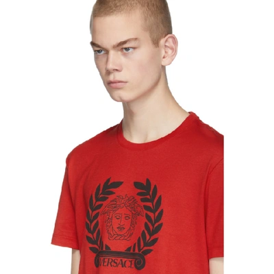 Shop Versace Red Medusa Laurel T-shirt In A1227 Red