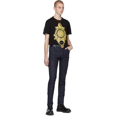 Shop Versace Black Barocco T-shirt In A1008 Black