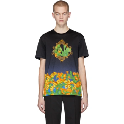 Shop Versace Black And Blue Palm Springs T-shirt In A7388 Blue