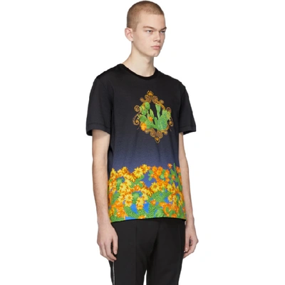 Shop Versace Black And Blue Palm Springs T-shirt In A7388 Blue