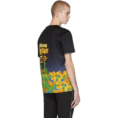 Shop Versace Black And Blue Palm Springs T-shirt In A7388 Blue