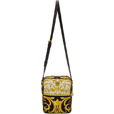 Shop Versace Black And Gold Barocco Crossbody Bag In K41oq Gold