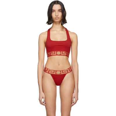 Shop Versace Underwear Red Medusa Sports Bra In A1205 Red