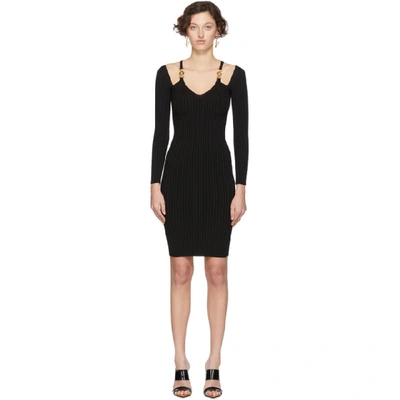 Shop Versace Black Knit Medusa Dress In A1008 Black