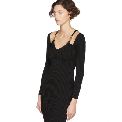 Shop Versace Black Knit Medusa Dress In A1008 Black