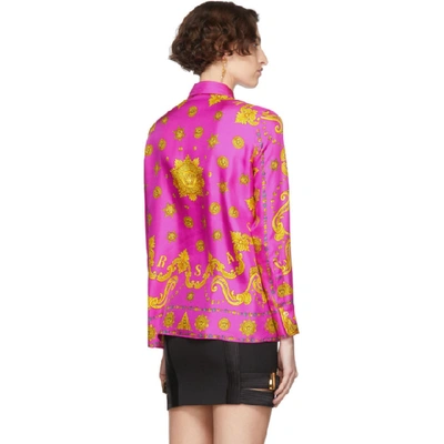 Shop Versace Pink Baroque Western Shirt In A7230 Pink