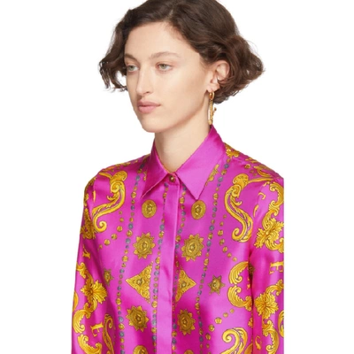 Shop Versace Pink Baroque Western Shirt In A7230 Pink