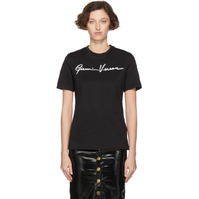 Shop Versace Black Gianni  Embroidered T-shirt In A2024 Black