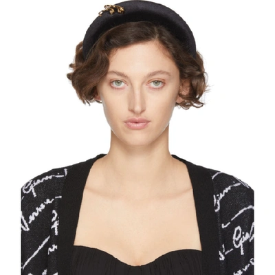 Shop Versace Black Safety Pin Headband In A7008 Black