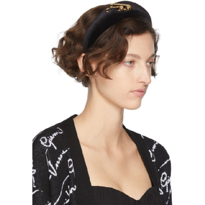 Shop Versace Black Safety Pin Headband In A7008 Black