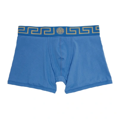 Shop Versace Underwear Blue Medusa Boxer Briefs In A9x4 Blugld