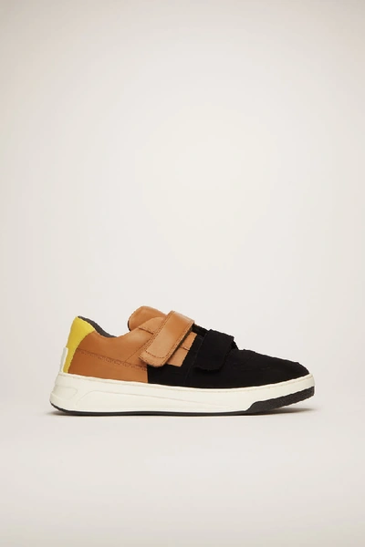 Shop Acne Studios Perey Flocked Black/brown/white In Flocked Velcro Sneakers