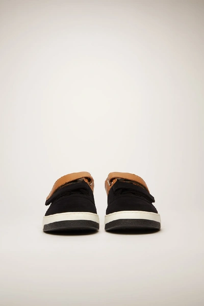 Shop Acne Studios Perey Flocked Black/brown/white In Flocked Velcro Sneakers