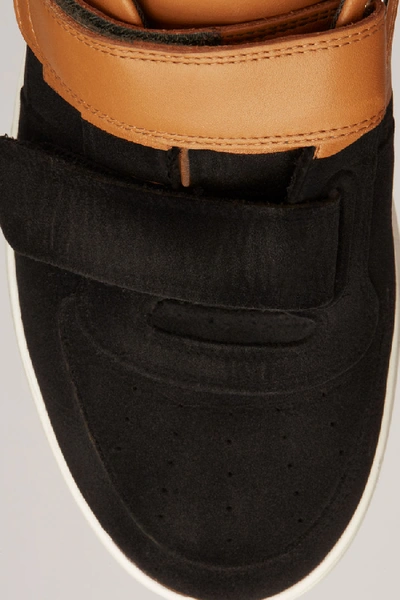 Shop Acne Studios Perey Flocked Black/brown/white In Flocked Velcro Sneakers