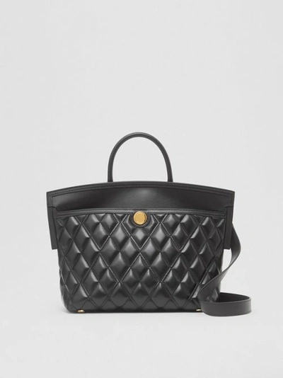 Shop Burberry Small Quilted Lambsk In Black