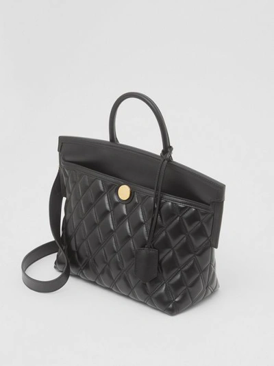 Shop Burberry Small Quilted Lambsk In Black