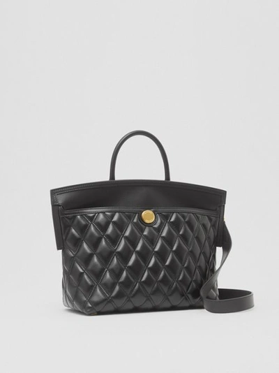 Shop Burberry Small Quilted Lambsk In Black