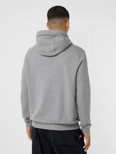Shop Burberry Logo Graphic Cotton Oversized Hoodie In Pale Grey Melange
